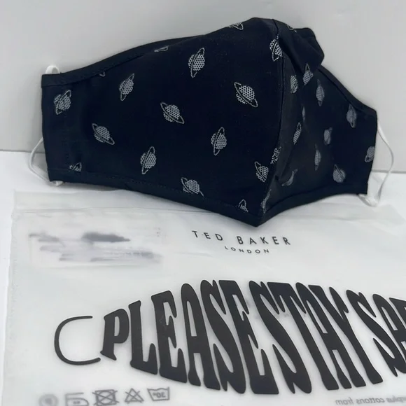 Black Patterned Face Mask TED BAKER LONDON Reversible Reusable FACE MASK NWT - Picture 5 of 10